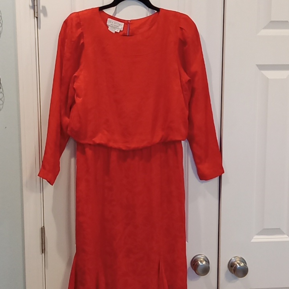 Silk Studio Women's Red Long Sleeve Dress - Picture 2 of 7